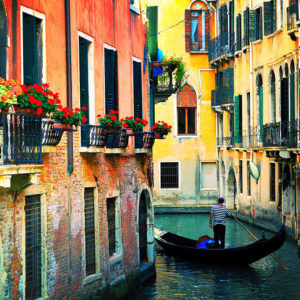 Venice, Italy - Flowers Gondolier