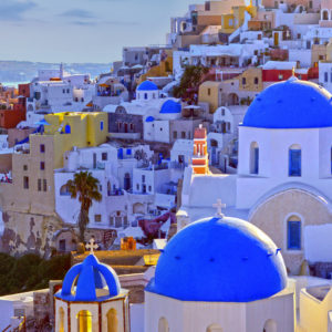 Oia Santorini Greece Yellow buildings