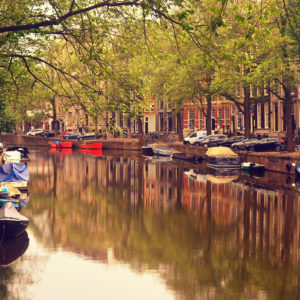 Amsterdam Reflection with Boats (golden)