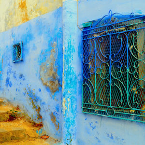 Blue Green Window Chefchaouen