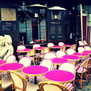 French Cafe Pink Tables Paris