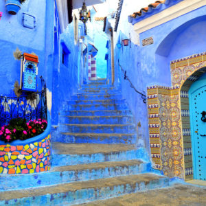 Flowers on Stairs Chefchaouen