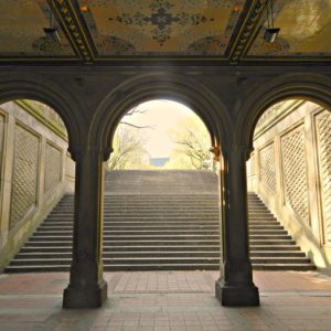Central Park Bethesda Terrace in gold tones